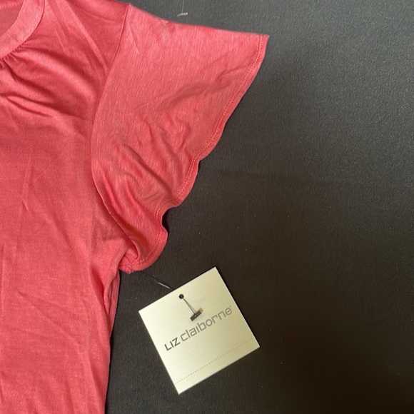 NWT Liz Claiborne Pink short Sleeve top with buttons Size L - Picture 3 of 5